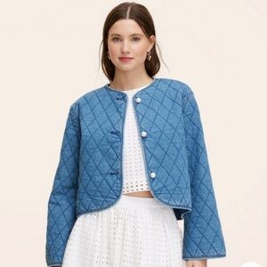 NWT Kate Spade Blue Quilted Jean Jacket